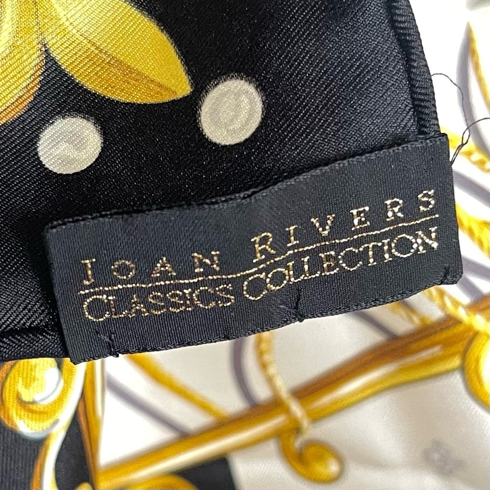 Vintage Joan Rivers 100% Silk Scarf‎ | Black Gold Baroque Jewelry Print Square - Picture 11 of 12